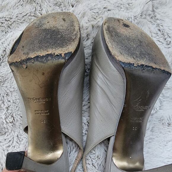 YVES SAINT LAURENT LEATHER GRAY PLATFORM HEEL SIZE 36 (6) - Picture 13 of 14